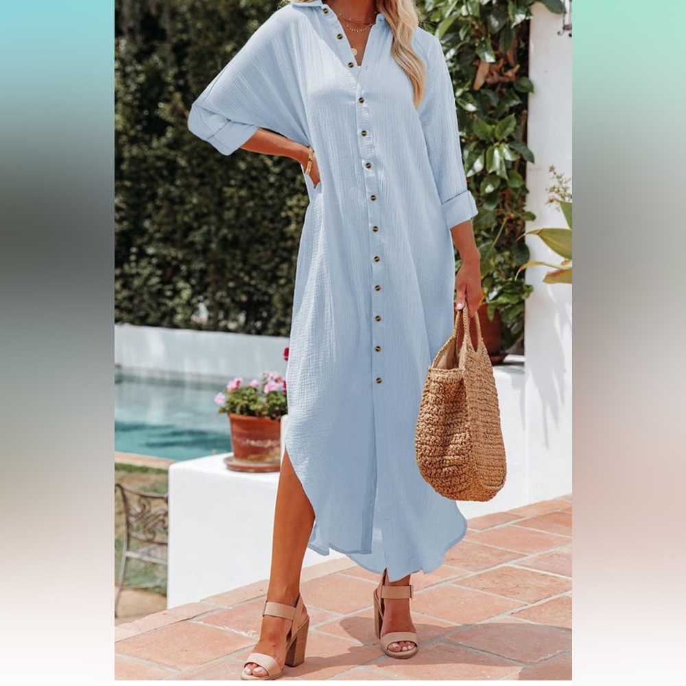 SAKS FIFTH AVENUE LONG SLEEVE ROOLED UP MAXI DRESS